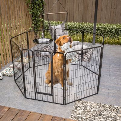 Heavy Duty Outdoor Dog Pen for Large Dogs - 8 Panel Metal Kennel
