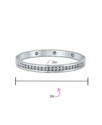 Channel Set White Cubic Zirconia CZ Stackable Bangle Bracelet Prom Stainless Steel