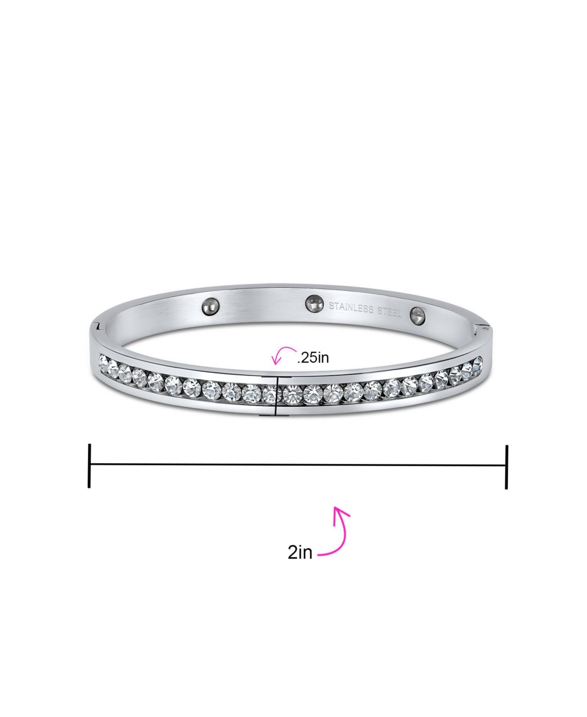 Bling Jewelry Channel Set White Cubic Zirconia Cz Stackable Bangle Bracelet For Women Prom s Stainless Steel