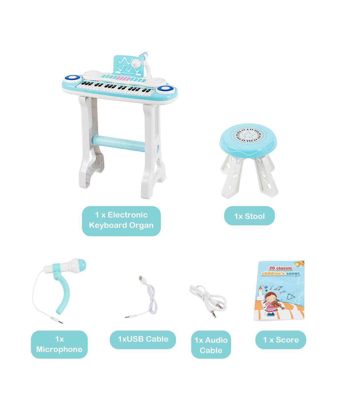 Costway 37-Key Kids Piano Keyboard Playset Electronic Organ Light