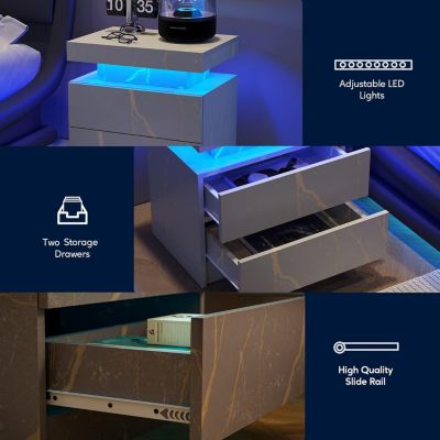 1 PC LED Nightstand with Drawers Nightstands