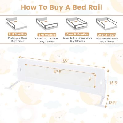 Kids Bed Rail Guard with Adjustable Strap and Fold-Down Design for Easy Access
