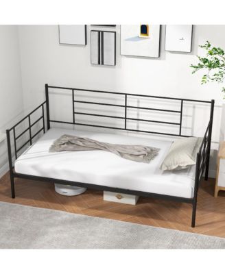 Twin Size Metal Daybed Sofa Bed Frame with Armrests and Backrest