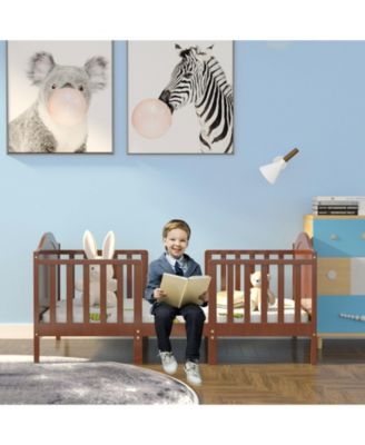 Classic Wooden Toddler Bed with 2 Guardrails, Converts for Growing Kids