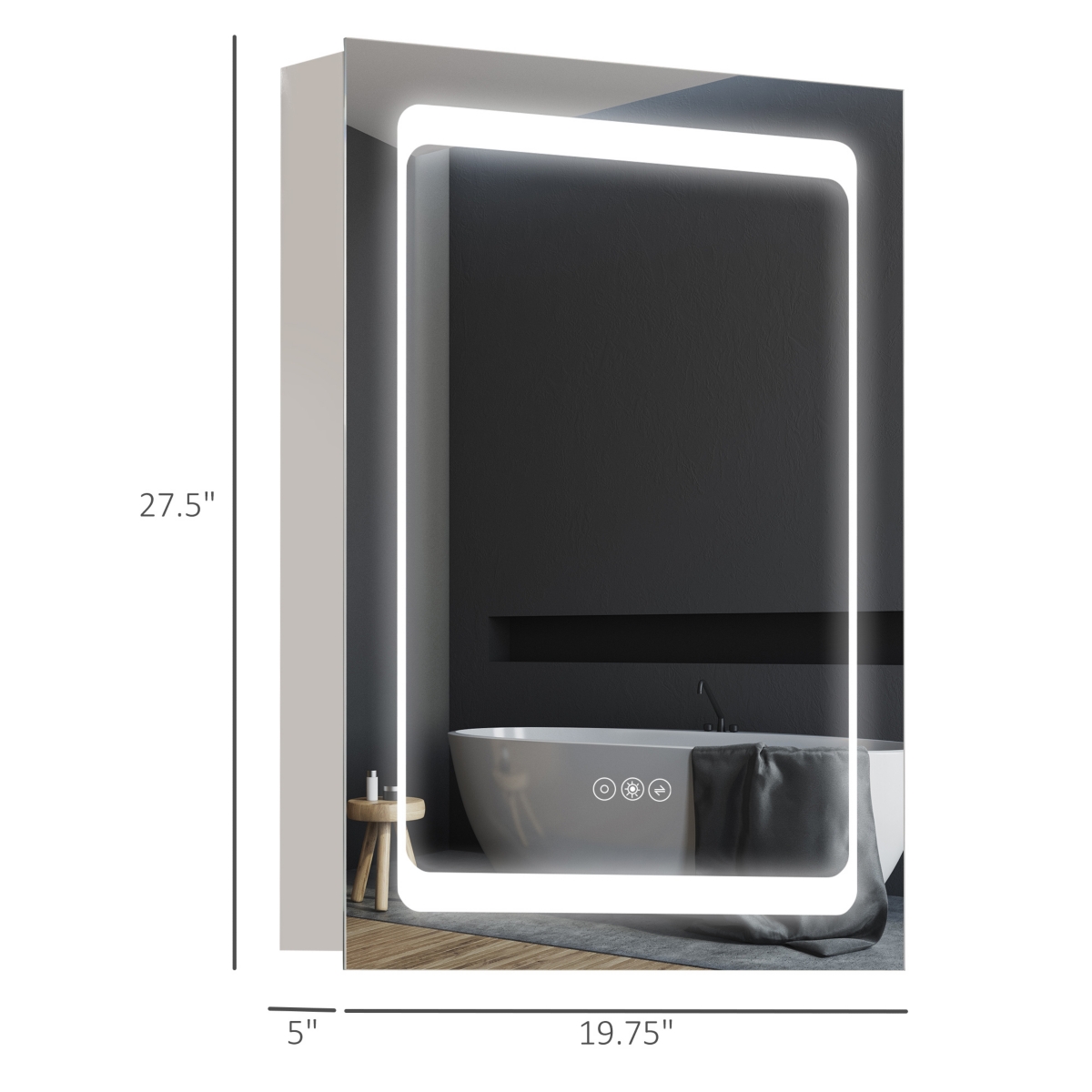 Streamdale Furniture Bathroom Medicine Cabinet with Led Light & 3 Shelves