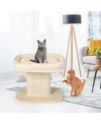 Modern Cat Tree Tower with Large Plush Perch and Sisal Scratching Plate