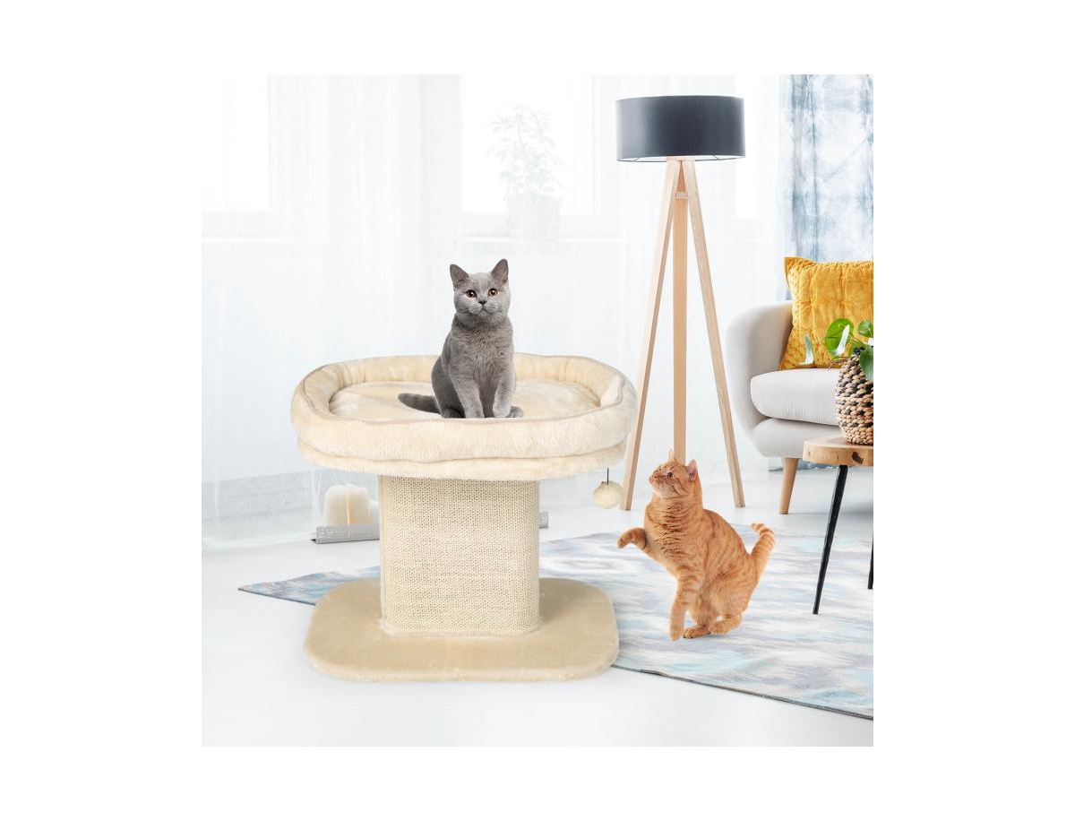 Slickblue Modern Cat Tree Tower with Large Plush Perch and Sisal Scratching Plate