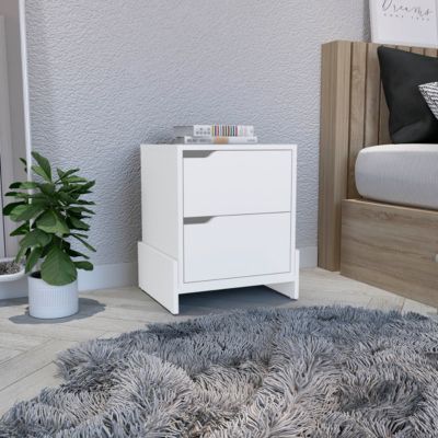 Streamdale Haines Nightstand With 2-Drawers, End Table With Sturdy Base