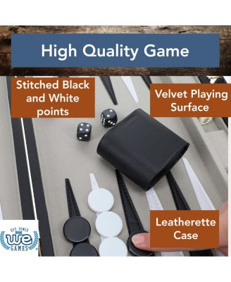 Black Leatherette Backgammon Set, 14.75 x 9.75 in. closed