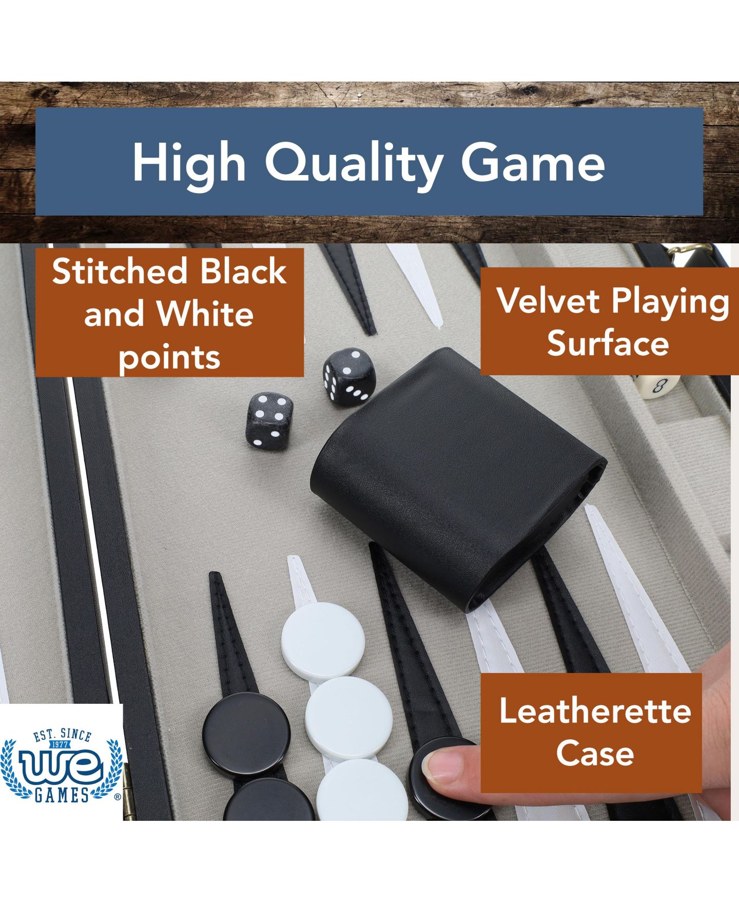 Детская настольная игра WE Games Travel Classic Backgammon Board Game, Ages 14+, цвет: Чёрный — фото 6