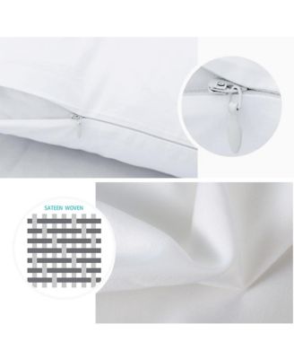 400 Thread Count Cotton Zippered Pillow Protectors, Queen (4 Pack)
