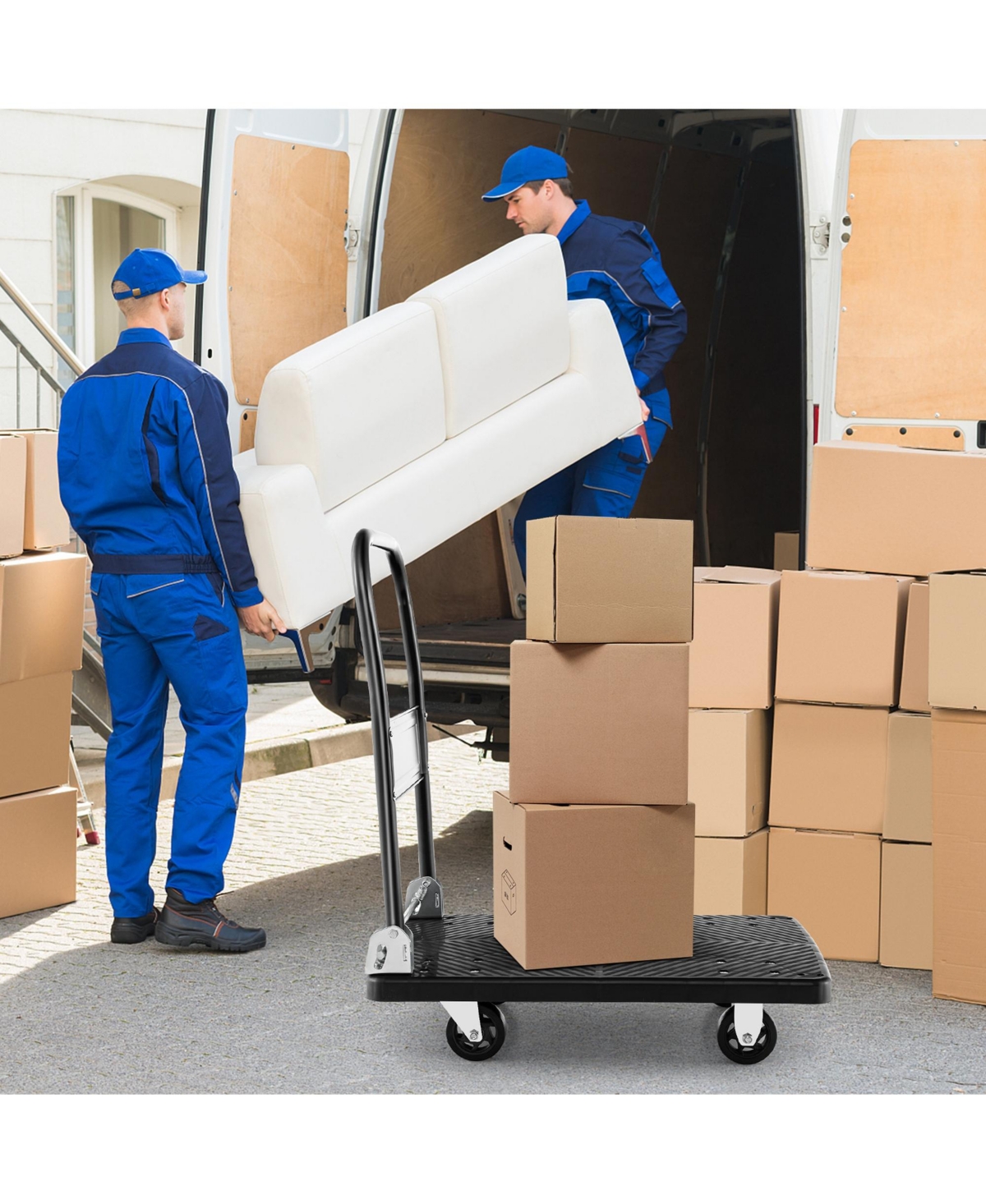 Costway Folding Push Cart Dolly Platform Hand Truck with 360° Swivel Wheels 440LBS Capacity