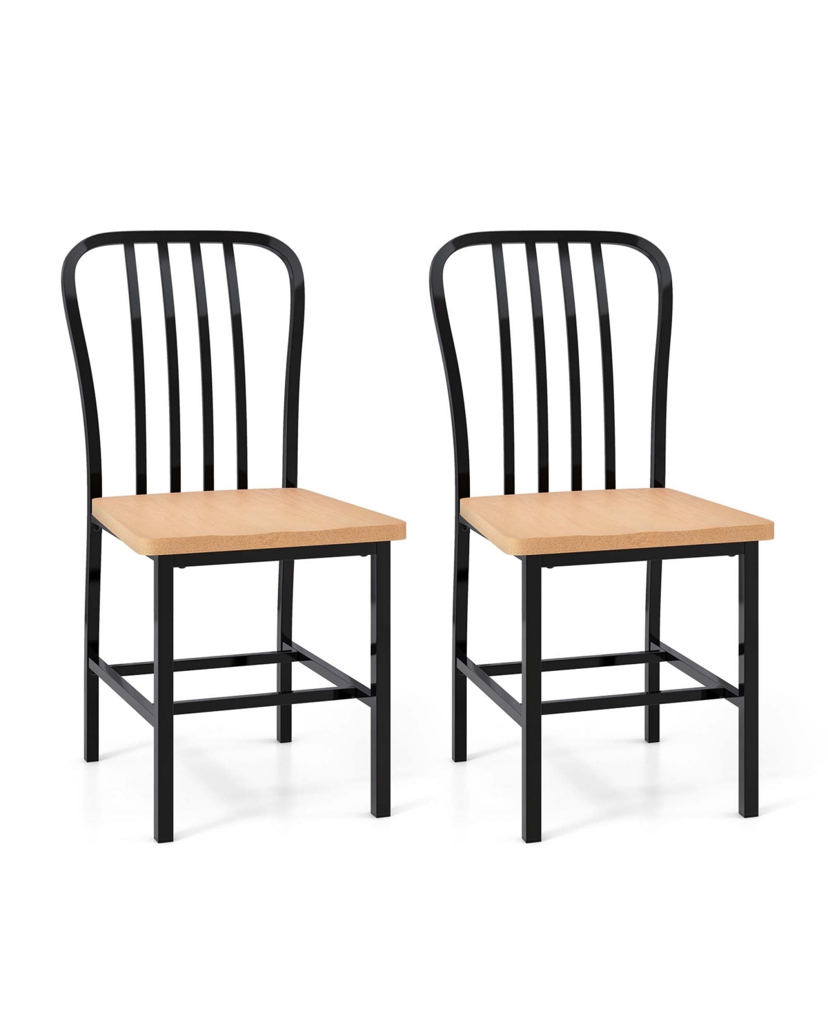 Costway Dining Chairs Set of 2 High Back Navy Chairs Metal Frame Footrests Kitchen