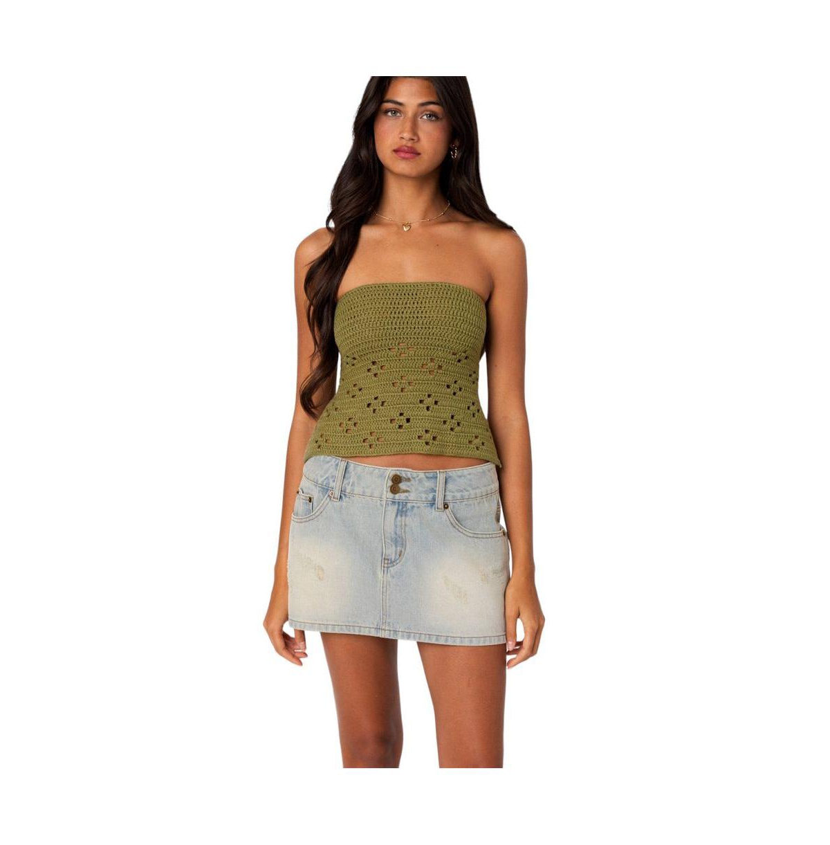 Edikted Women's Niki Crochet Strapless Top