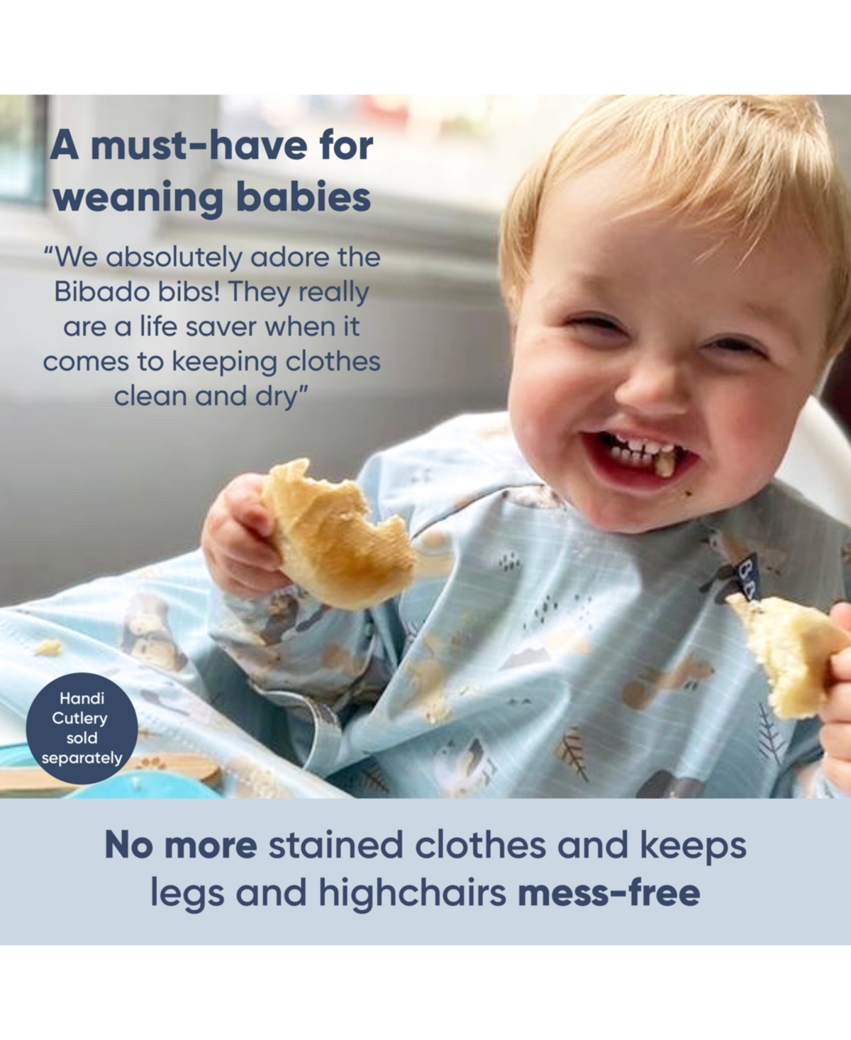 Bibado Long Sleeve Feeding Bibs ages 6-36 Stain Free Clothing 100% Waterproof & Easy-Wipe Material