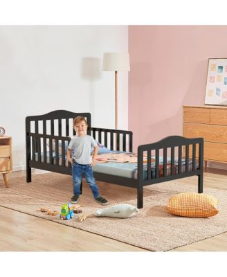 Kids Toddler Wood Bed Bedroom Furniture w/ Guardrails