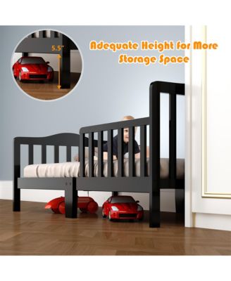 Kids Toddler Wood Bed Bedroom Furniture w/ Guardrails