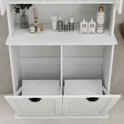 Tilt-Out Laundry Basket Cabinet with Shelves