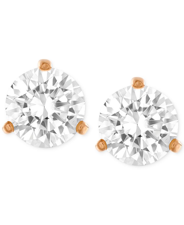 Swarovski Rose Gold-Tone Crystal Stud Earrings - Macy's