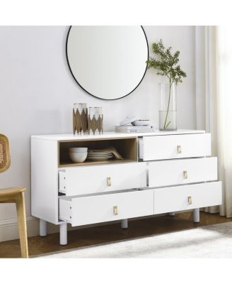 Multifunctional 5-drawer cabinet with leather handles