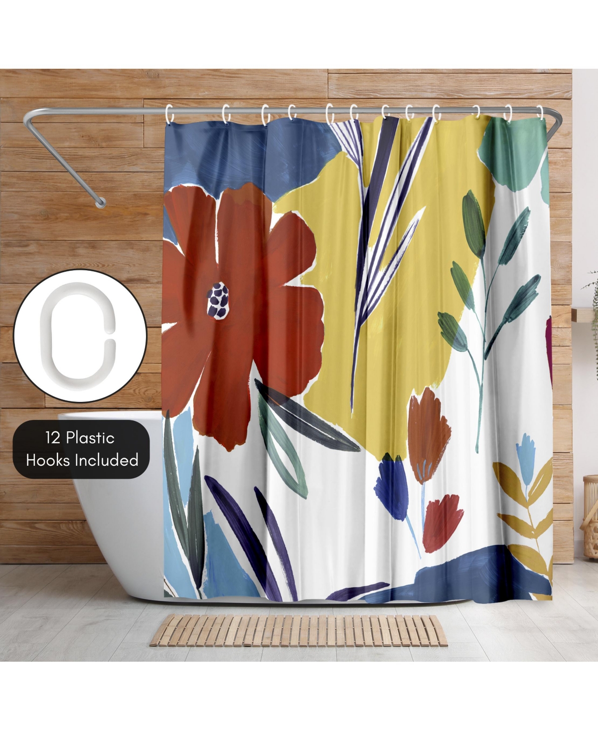 Americanflat Floral Shower Curtain - Cheerfulness by Pi Creative Art