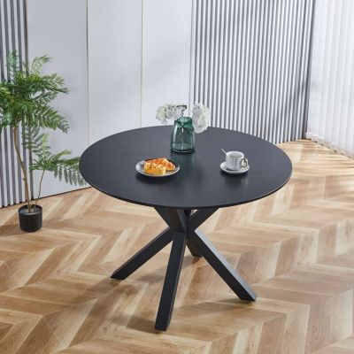 Mid-Century Black Dining Table for 4-6 People