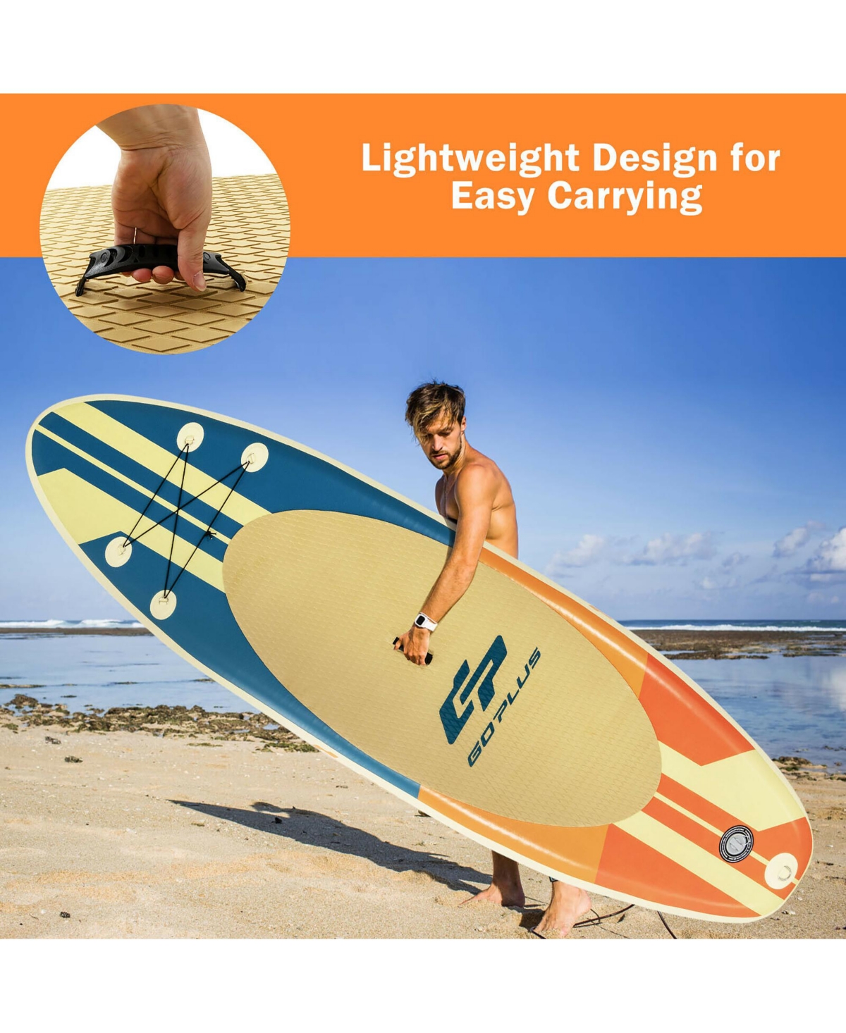 Costway 10.5ft Inflatable Stand Up Paddle Board Surfboard with Bag Aluminum Paddle Pump