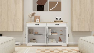 55" Farmhouse Buffet Cabinet with Drawers & Doors