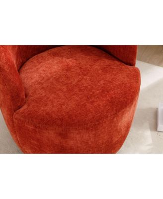 Chenille Swivel Barrel Chair with Metal Ring