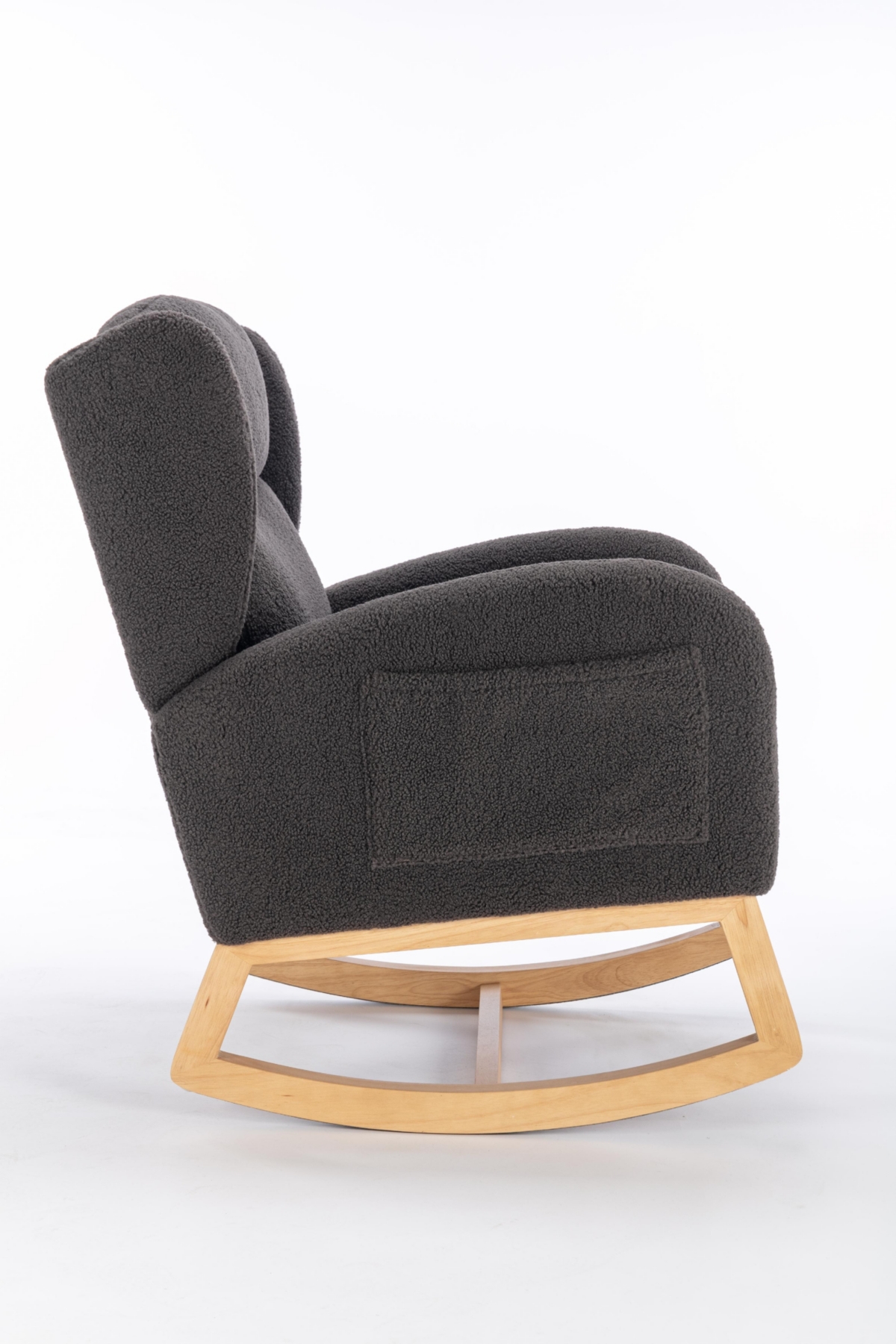 Streamdale Furniture Teddy Fabric Rocking Chair With Packet Wood Legs, Dark Gray