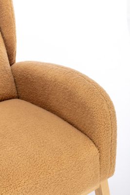 Streamdale Teddy Fabric Rocking Chair With Packet Wood Legs, Khaki