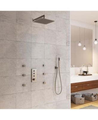 Wall Mount Thermostatic Shower System with 3 Functions and Body Jets