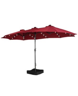 Outdoor Double-Sided Patio Umbrella with Base 36 LED Light Market Umbrella with Cover