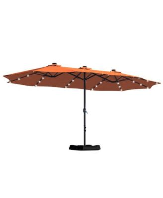 Outdoor Double-Sided Patio Umbrella with Base 36 LED Light Market Umbrella with Cover