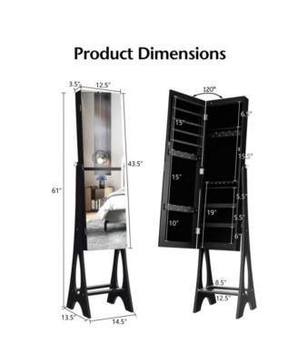 Freestanding Jewelry Cabinet Armoire Organizer with Bevel Edge Mirror