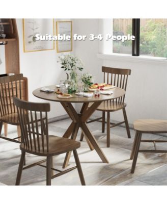 36 Inch Round Wood Dining Table with Intersecting Pedestal Base