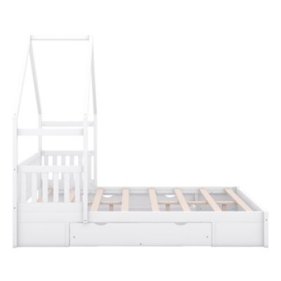 Streamdale Queen Platform Bed with Drawers and Guardrail