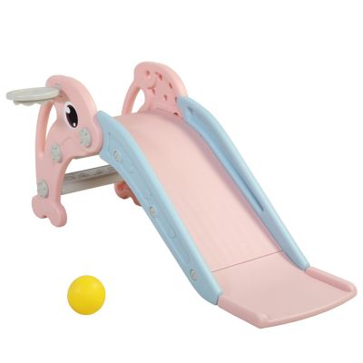 Streamdale Colorful Dolphin 2-in-1 Slide and Basketball Playset for Toddlers