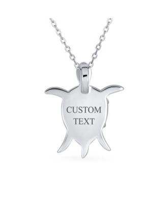 Nautical Beach Vacation Synthetic Opal Inlay Green Heart Mother Mom Baby Sea Turtle Pendant Necklace Sterling Silver