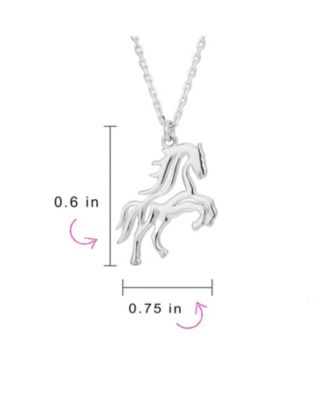 Cowgirl Equestrian Galloping Thoroughbred Horse Pendant Necklace Oxidized Sterling Silver
