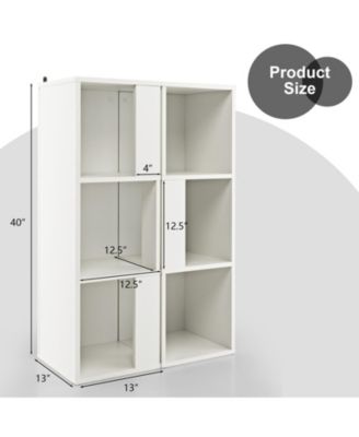 3-Tier 6 Cube White Freestanding Bookcase with Anti-toppling Device