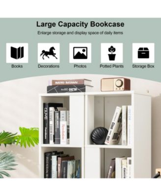 3-Tier 6 Cube White Freestanding Bookcase with Anti-toppling Device