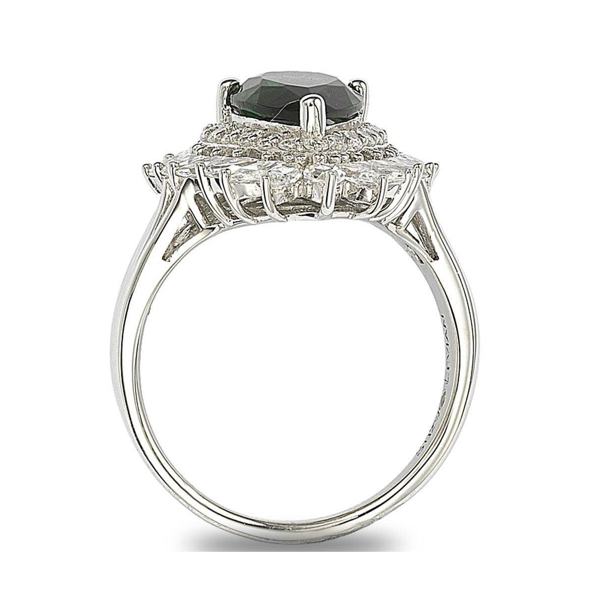 Suzy Levian New York Suzy Levian Sterling Silver Cubic Zirconia Pear Cut Cluster Halo Ring