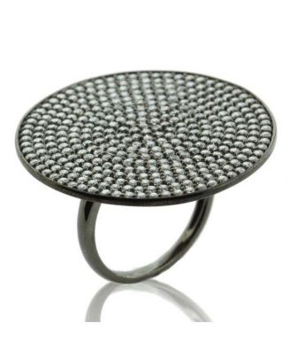 Suzy Levian Sterling Silver Cubic Zirconia Pave Round Medallion Ring