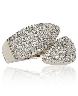 Suzy Levian Sterling Silver Cubic Zirconia Pave Bypass Ring