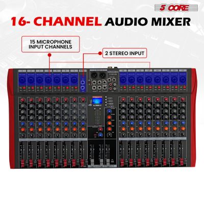 Audio Mixer 16 Channel DJ Controller Professional Sound Board Bluetooth USB MX 16CH