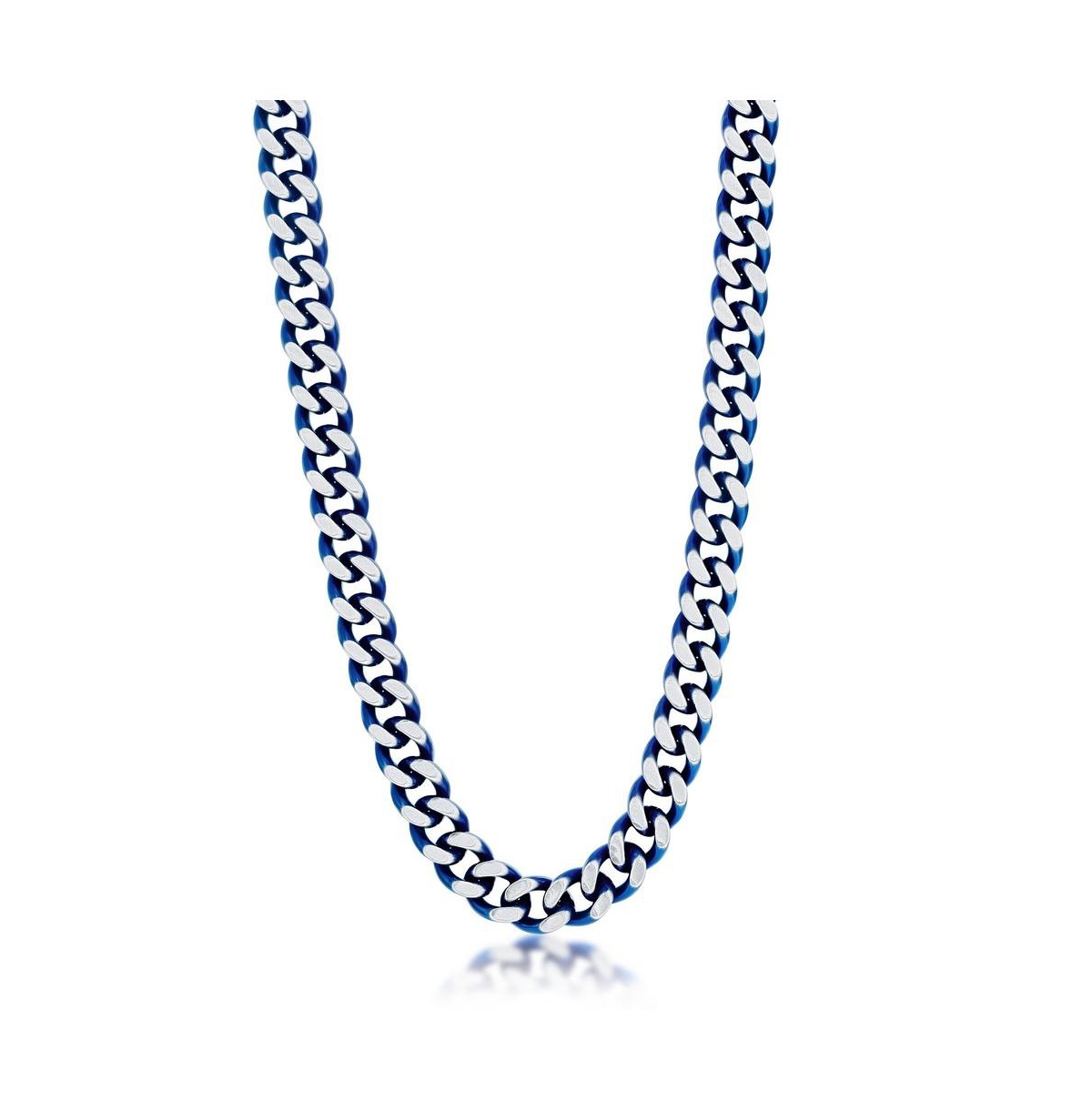 Stainless Steel Cuban Chain Necklace - Blue