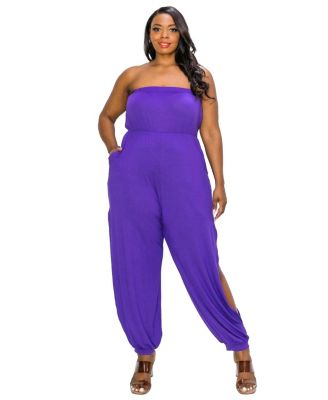 Plus Size Boucie Sleeveless Jumpsuit w/ Leg Slit