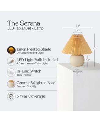 Serena 10" Ceramic LED Table Lamp with Pleated Shade