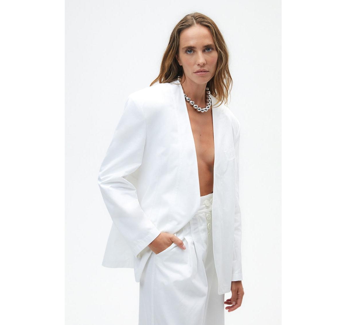 Women's Draped Blazer - Open white